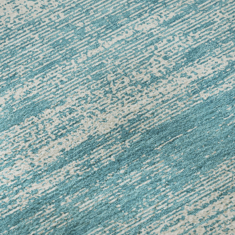 Premium Machine Washable Prisco Teal Rug, Rectangle 2'6" x 3'10"