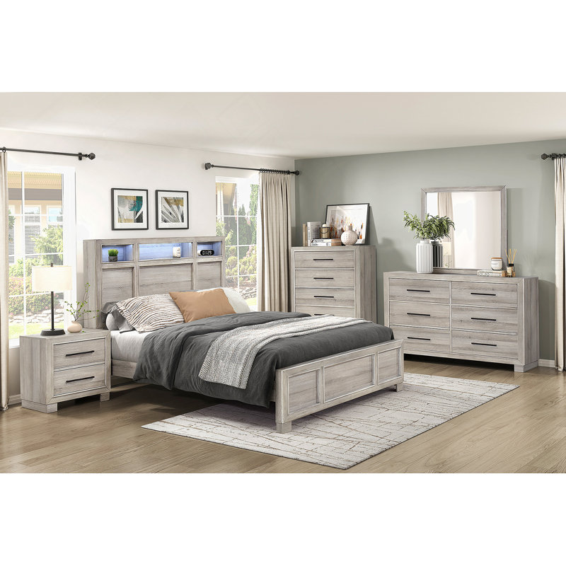 Commode à six tiroirs, commode en bois pour chambre à coucher