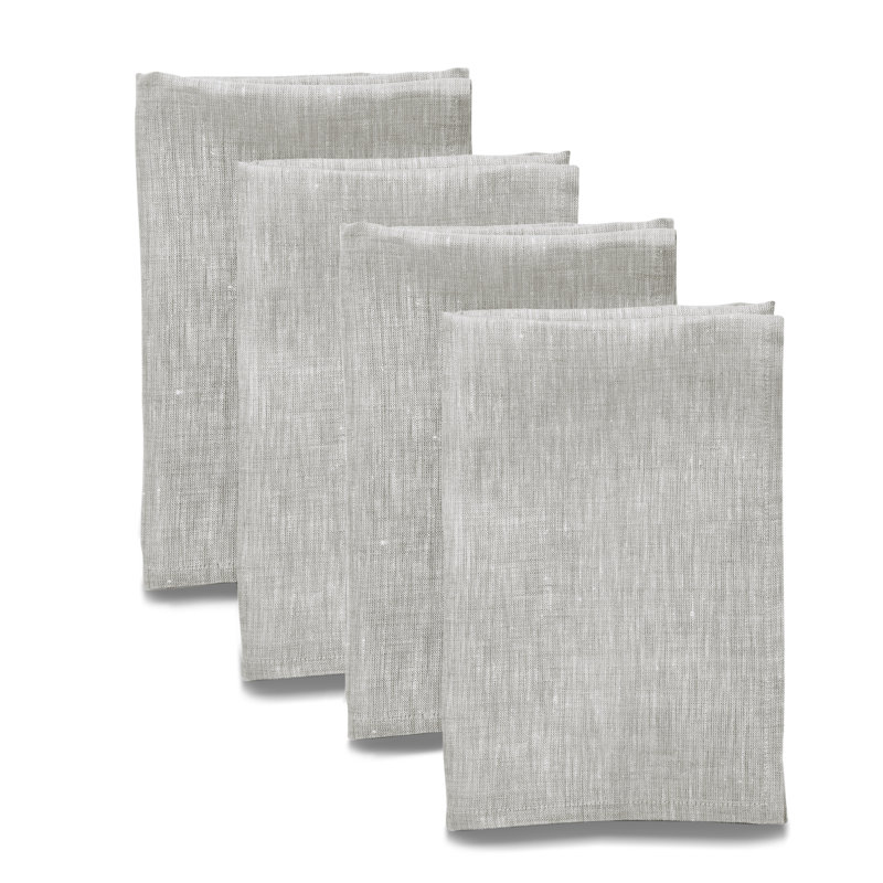 100% Pure Linen Dinner Napkins - Athena, Oyster Gray