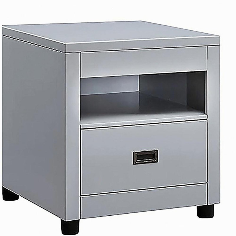 Dove gray storage side table