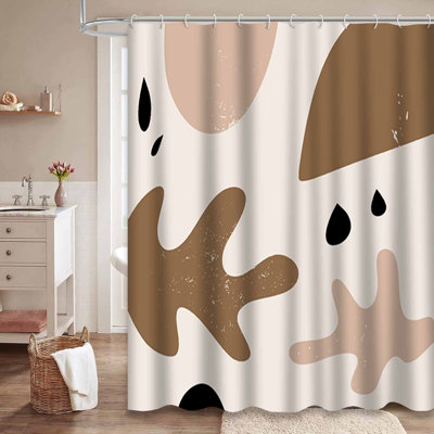 Rideau de douche imperméable à motif floral abstrait et abstrait avec 12 crochets