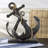 Metal Anchor Decorative Sculpture with Jute Rope Accents