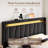 Modern Upholstered Bed Frame With RGB LED Lights, Charging Station & Geometric Wingback Headboard-523539503-523539472