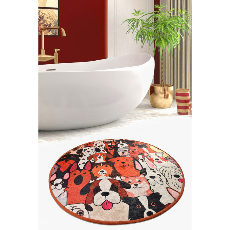 Tapis de bain antibactérien 100% polyester d'un diamètre de 55,1 pouces | Dessous antidérapant, hauteur des poils: 0,4 pouce, 700 grammes par mètre carré | Lavable à la machine, durable et élégant pour la sécurité et le confort de la salle de bain