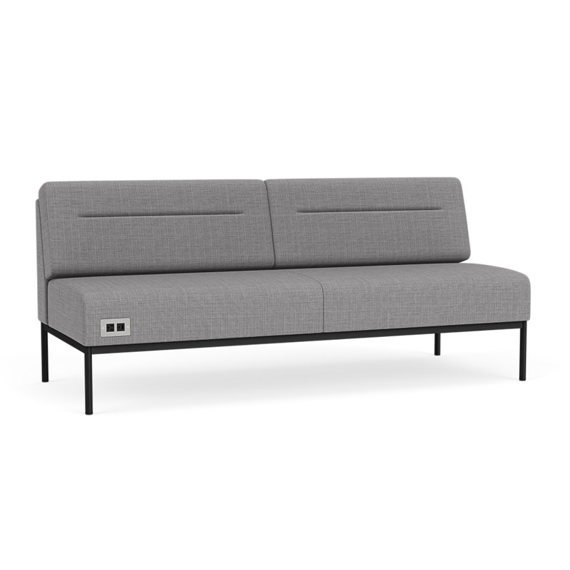 Canapé Darsey, Avec alimentation, Noir, Gris chambray