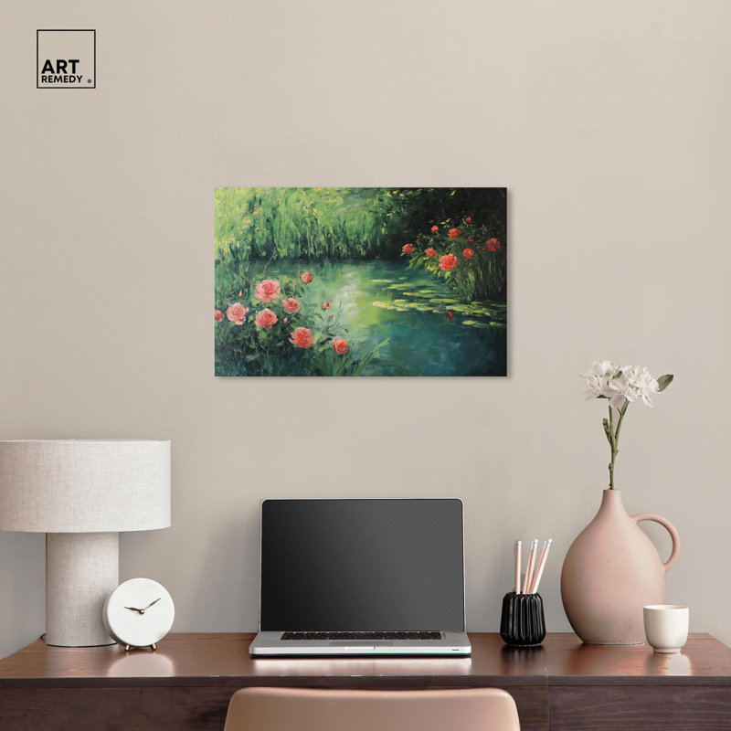 Ruby Bloom Lake Wrapped Canvas Landscape Art, 24" x 16"