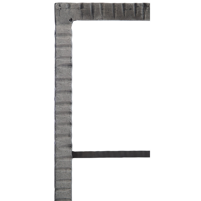 Gray Stone and Metal Rectangular Console Table with Storage