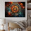 Décoration bouddhiste orange sarcelle - roue spirituelle, décoration murale spirituelle