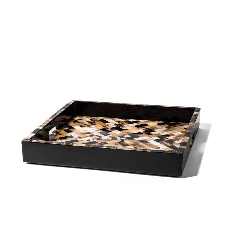 Decorative Tray, Brown/Black, Patchwork