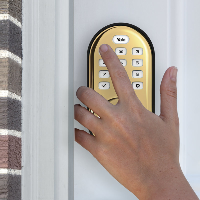 Assure Lock Push Button Deadbolt, Bright Brass