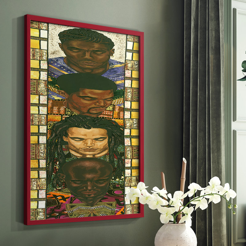 «Spiritual People I», reproduction encadrée - bois massif, Rouge, H 10 po x l 8 po