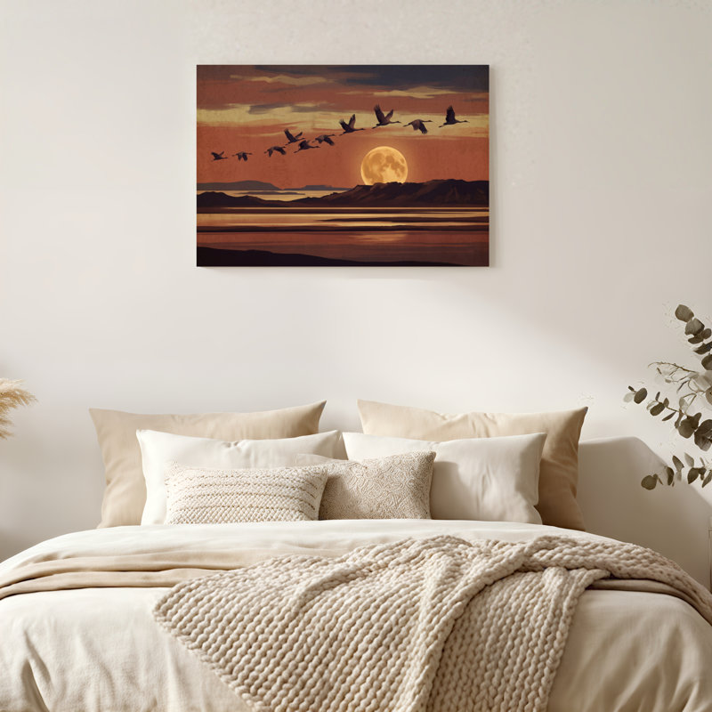 Art mural sur toile Gallery Wrap pour le salon, la chambre à coucher, le bureau ou le vestibule - Décoration murale décorative avec vol au clair de lune