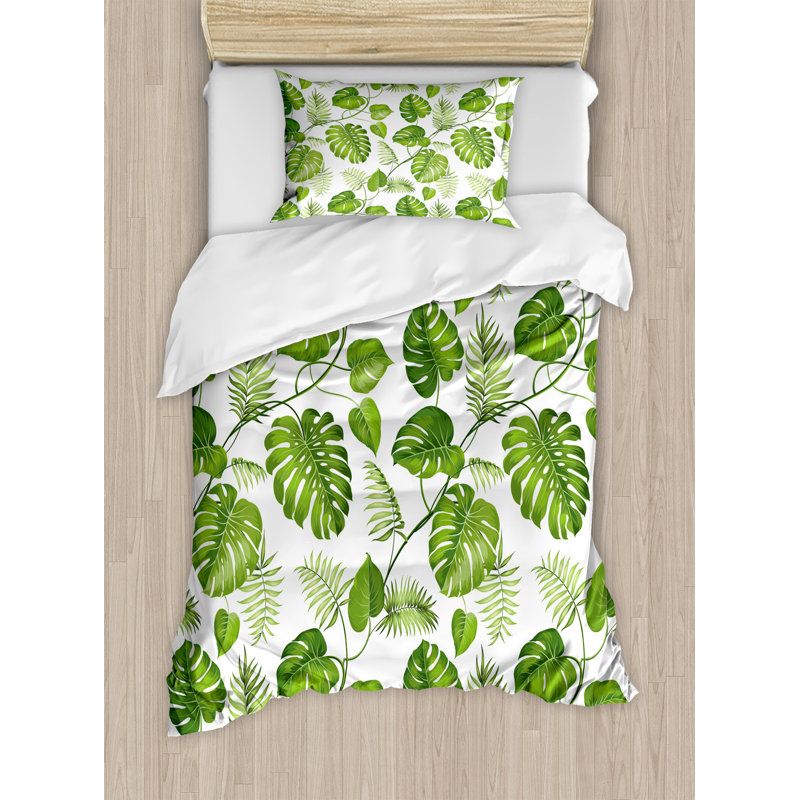 Coastal Polyester Floral Duvet Cover, Twin