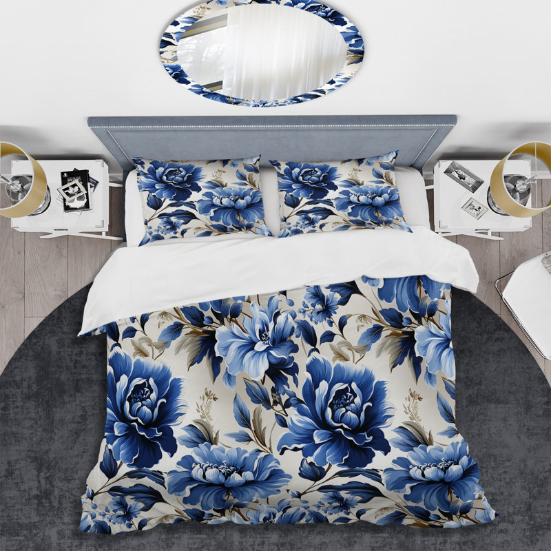 Regal Damask Splendor Victorian Pattern Floral Duvet Cover, Twin Duvet Cover + 1 Standard Sham