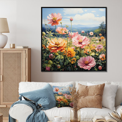 " Zinnias Field Pointillism Dot "