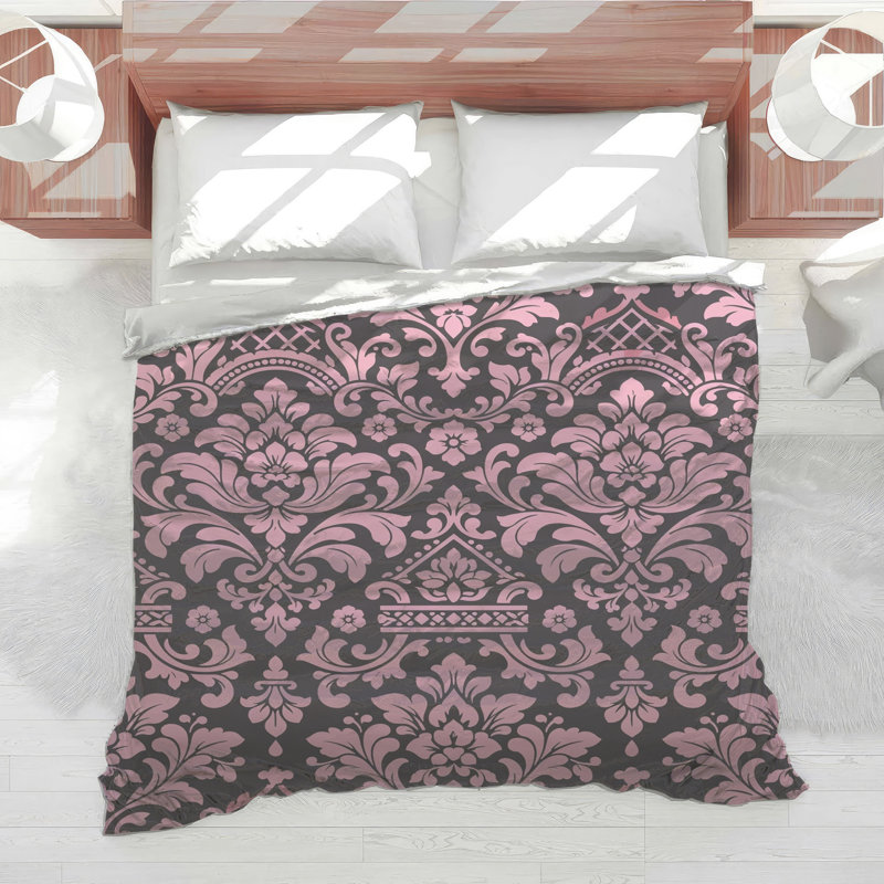 Pink Damask Pattern Comforter, Twin