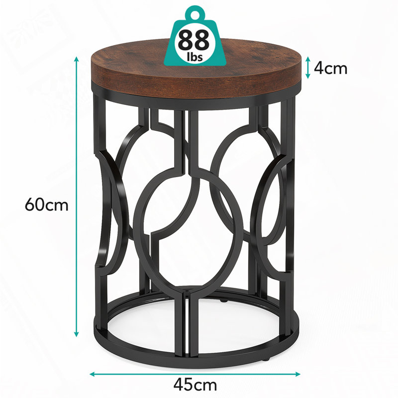 Table d'appoint ronde 20 "avec structure ajourée en métal