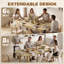 Table de salle à manger extensible de 55 à 71 po pour 4 à 6 personnes, table de cuisine ovale extensible Farmhouse, bords ronds, peu encombrante pour le dîner, salon, petites cuisines, chêne