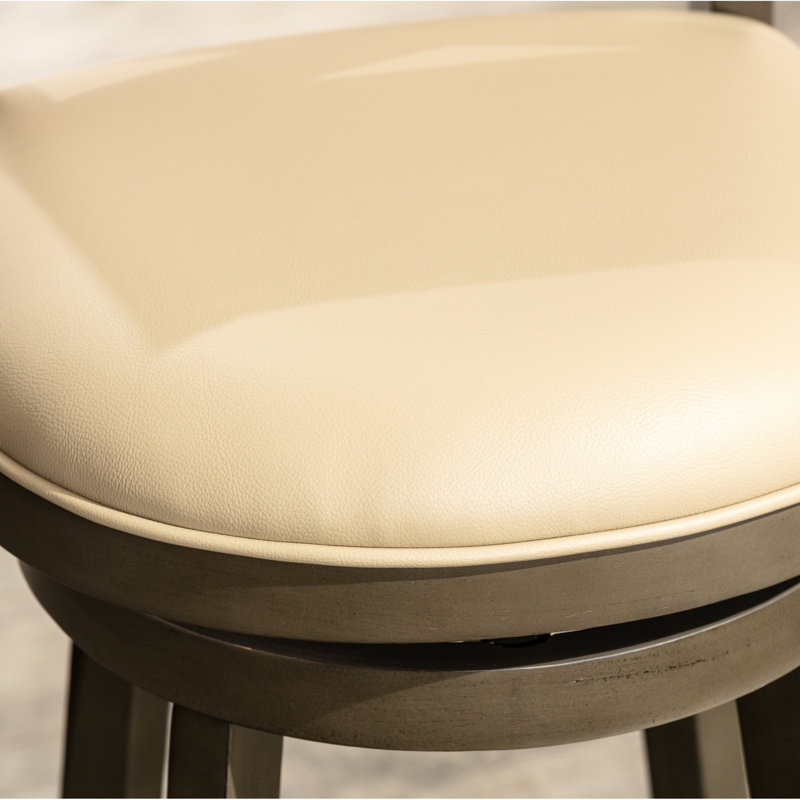 Tabouret pivotant de 24 po de hauteur comptoir, gris vieilli, siège en cuir gris français - Ajoutez une touche de sophistication à votre tabouret de maison avec une assise confortable
