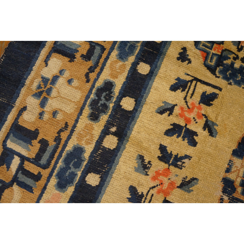 Antique Ningxia Chinese Geometric Knotted Rug