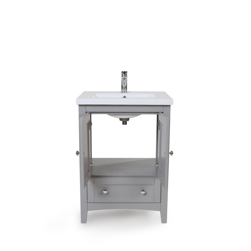 Ensemble de meuble-lavabo simple 24 po Modena, Gris moyen