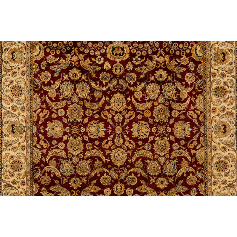 High-Quality Hand-Knotted Red And Cream Area Rug