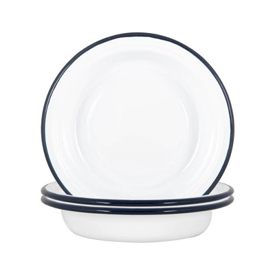 Argon Tableware White Enamel Deep Bowls