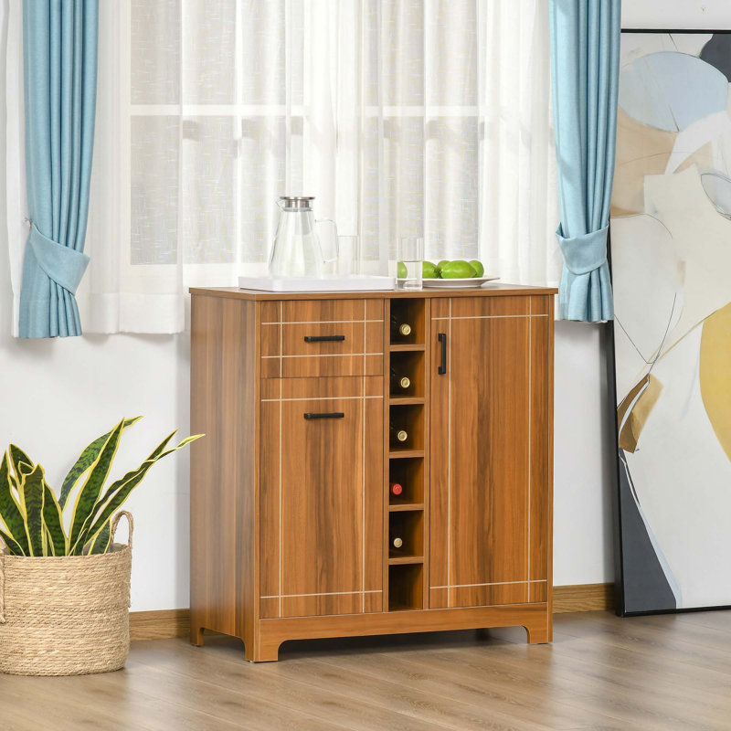 Buffet rétro pour 6 bouteilles avec porte-verres et 1 tiroir