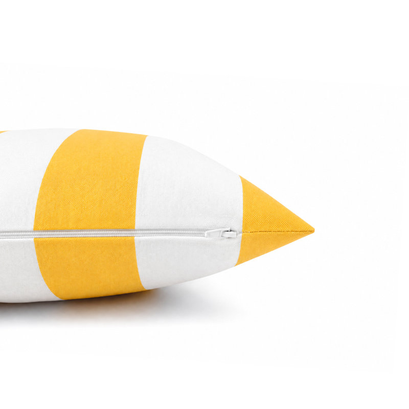 Housses de coussin d'intérieur / d'extérieur carrées l 18 po x L 18 po, Yellow/White Striped