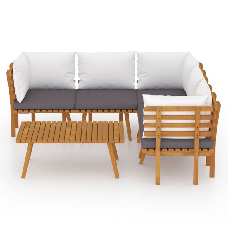 Chaise longue avec coussins 4 pièces Damita, 6 pièces: 2 au centre, 3 en coin, table