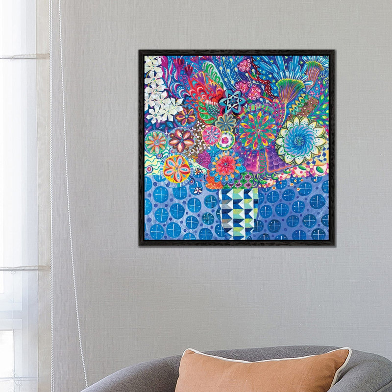 The Geometric Vase by Imogen Skelley - Painting on Canvas, Black Framed, 66.04cm H x 66.04cm W x 3.81cm D