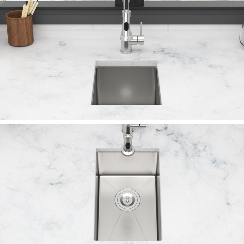 12 Inch Undermount Stainless Steel Kitchen Sink 16 Gauge 8 Deep, Sound - Proof And Condensation , With Drying Rack Template Deep Single Bowl, Coating To 3Mm Pad For Quiet Use, Comes Installation Guide