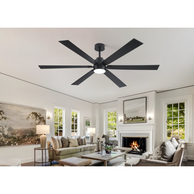 Ventilateur de plafond moderne en bois 66 po avec lumière DEL et télécommande