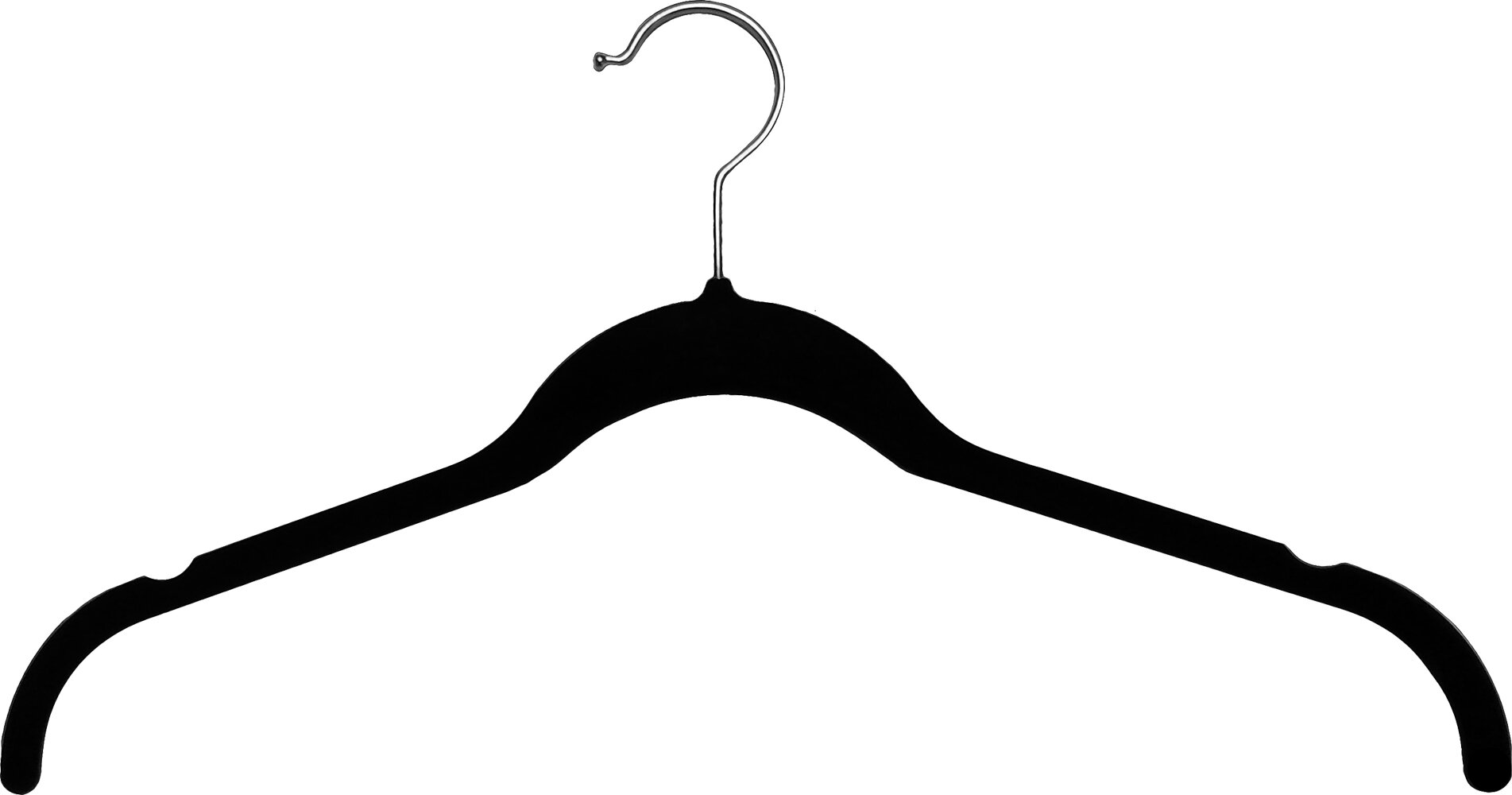 Slimline Black Velvet Plastic Combo Hanger for Suit/Coat (Set of 100) Rebrilliant