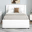 Lit plateforme simple tapissier avec lit gigogne, lit gigogne peut être plat ou érigé, beige