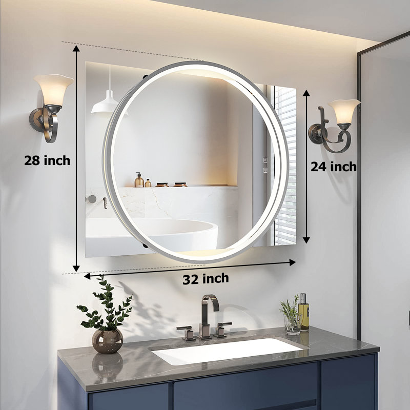 Miroir mural de salle de bain Javine, Chrome