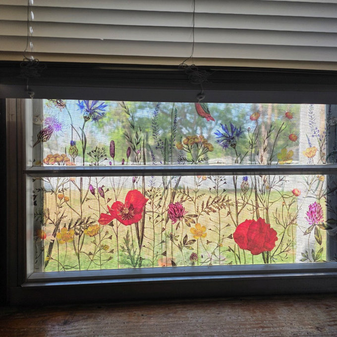 Add.heres Window Privacy Film, Floral Window Stickers, Removable Diy Bouquet Static Clings, Decals For Home School Office Party Supplies, Butterfly Among The Flowers, 17.5 X 78.7 In