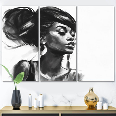 «Black and White», femme afro-américaine V sur toile, reproduction de 3 pièces