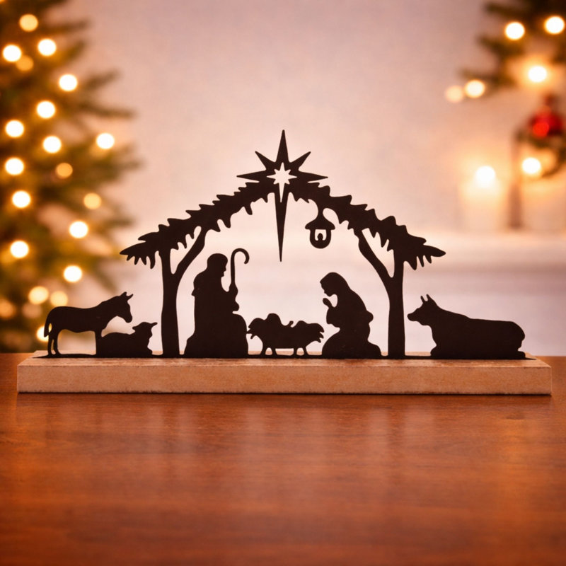 Décoration de crèche de la Sainte Famille avec animaux