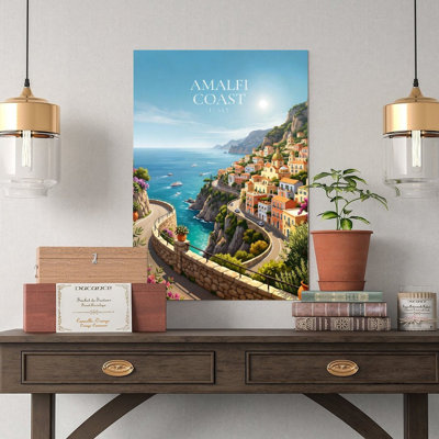 Canvas Wall Art Amalfi Coast Italy Scenic View Poster Vintage Poster Print Home Decor