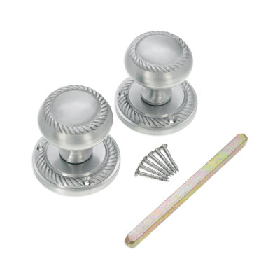 Georgian Mortice Door Knob Satin Chrome