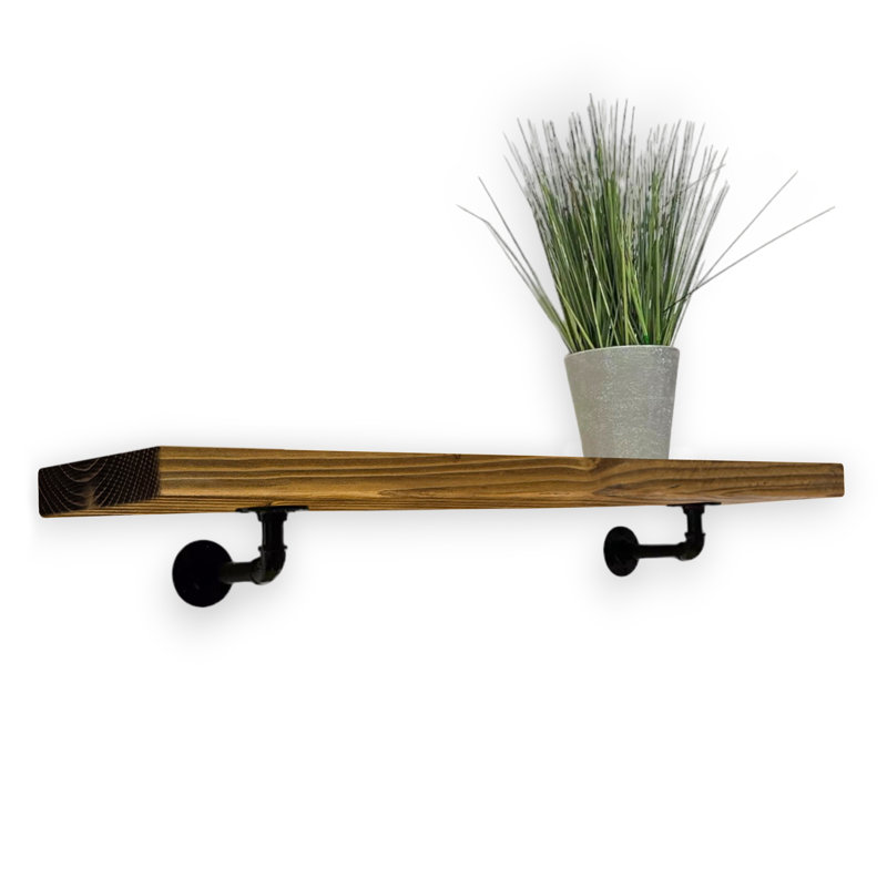 Unique Wood Bracket Shelf, 4.5cm H x 100cm W x 22cm D, Tudor Oak