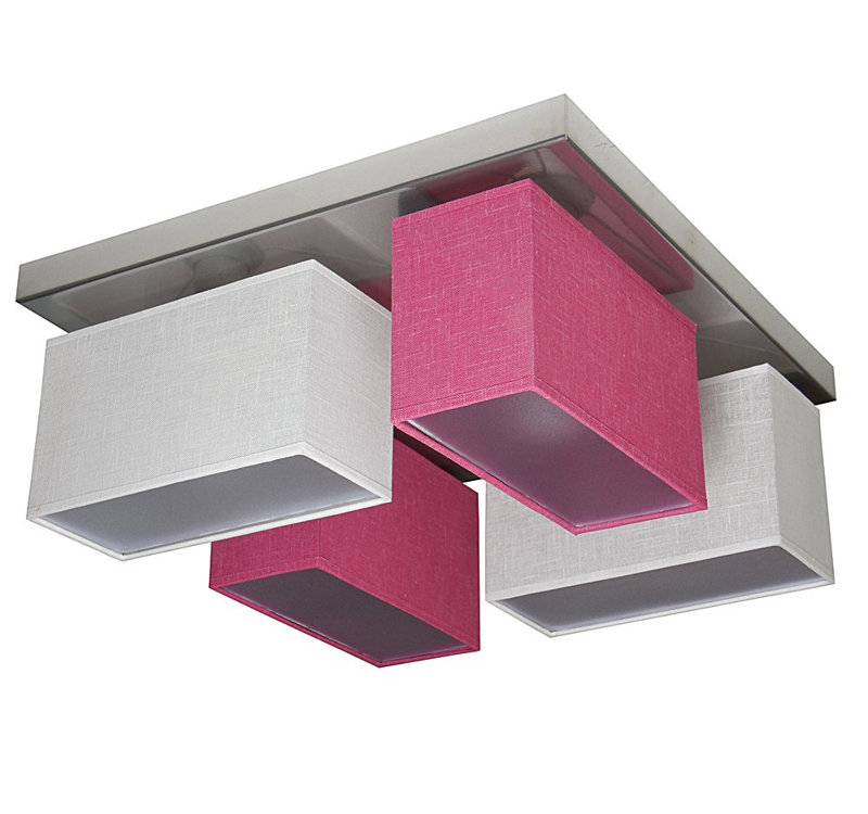 Partridge Fabric Semi Flush Mount, White/Pink