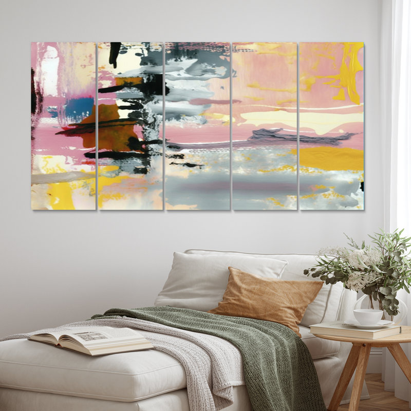 Contemporary Here Abstract Expressionism - Abstract Wall Decor - 5 Equal Panels