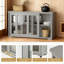 Buffet empilable avec portes coulissantes en verre trempé et tablette réglable, crédence de rangement multifonctionnelle pour la cuisine, la salle à manger, le salon, l'entrée