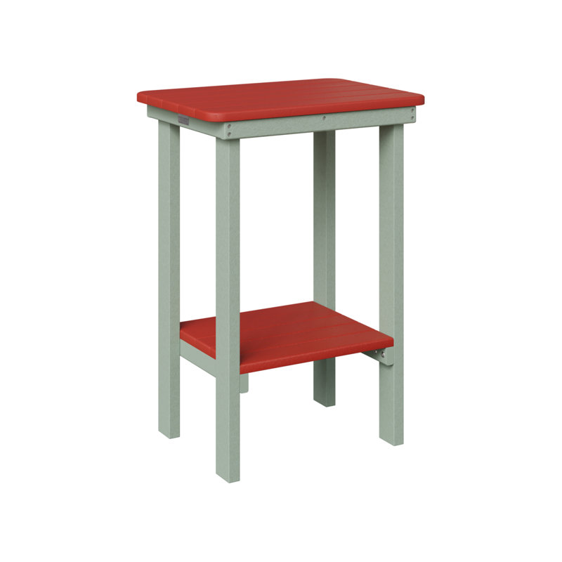 Berlin Gardens Rectangular End Counter Table, Scarlet Red, Seafoam