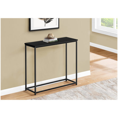 Table d'appoint, console, vestibule, étroit, canapé, salon, chambre à coucher, stratifié noir, métal noir, contemporain, moderne