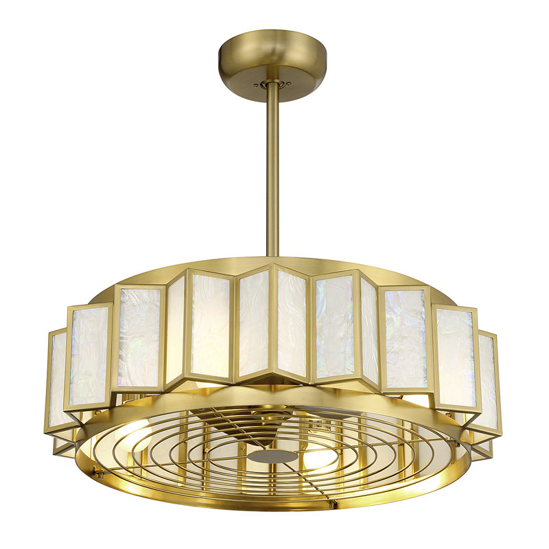 Ventilateur D'Lier 4 lumières DEL Gideon en laiton chaud