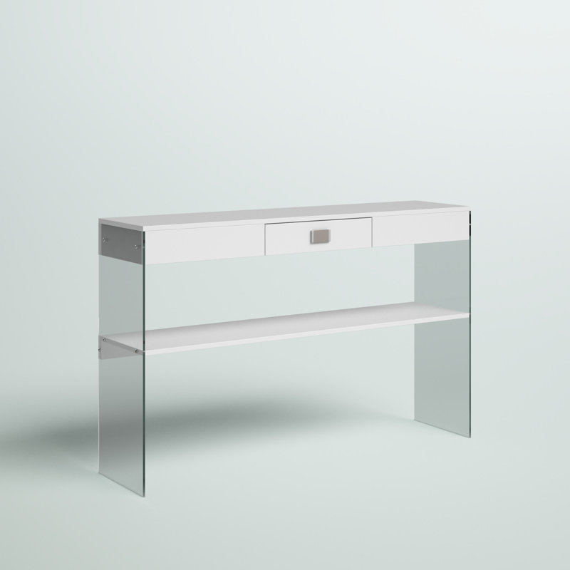 Allegonda Console Table with 1 Drawer and Glass Frame, 30" H x 47.5" W x 11.75" D