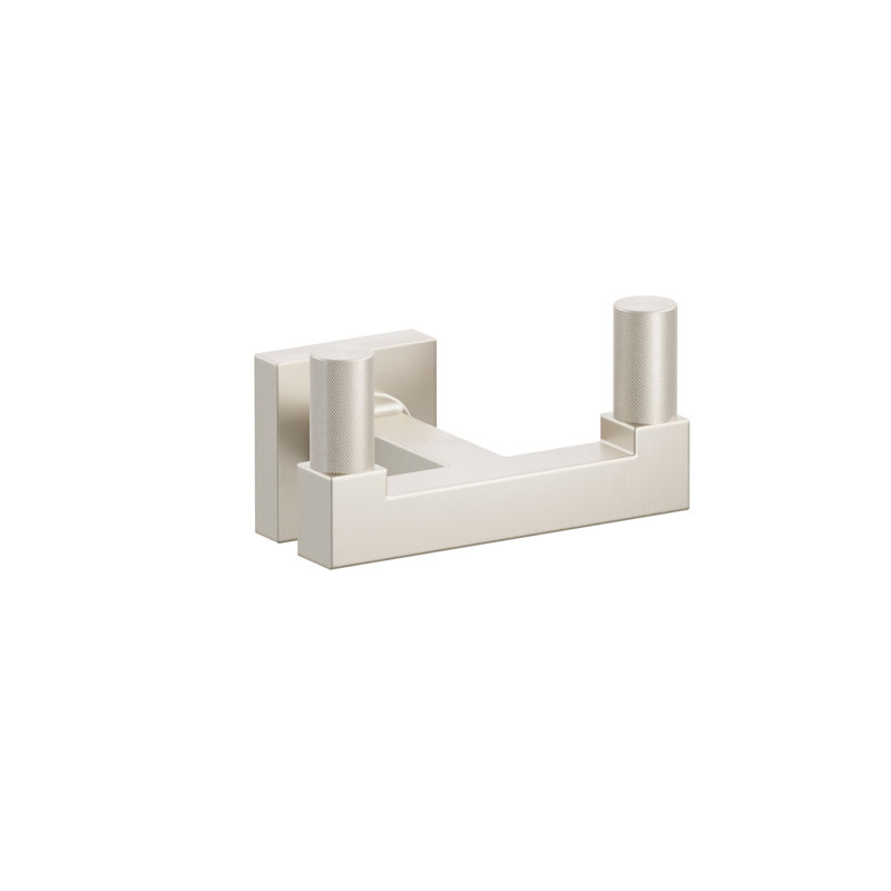 Emtek Select Double Hook w/ Small Square Rosette, Square Stem & Knurled Tip, Satin Nickel